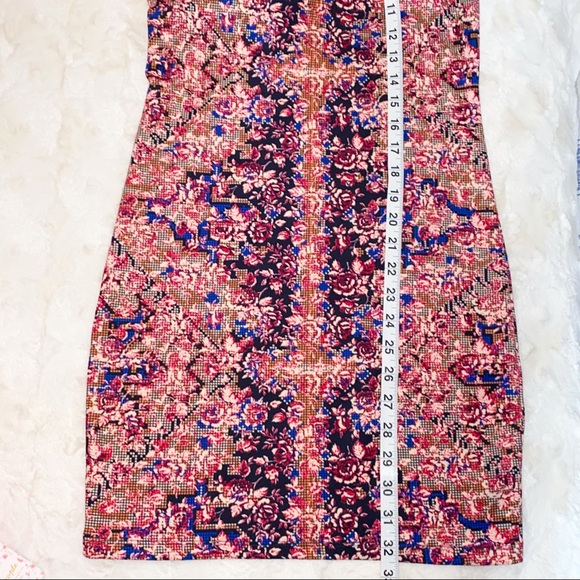 Free People Digital Damsel Open Back Bodycon Mini Dress Pink Blue Floral Size XS - Picture 15 of 16